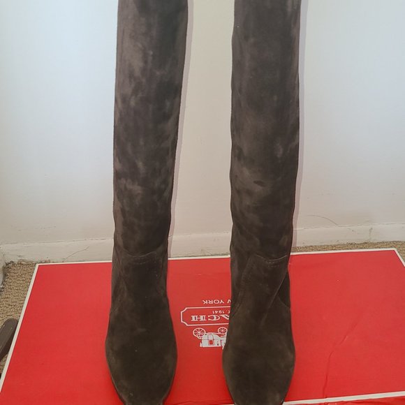 Coach Ambar Oiled Suede Boots (Chestnut) - Picture 4 of 5